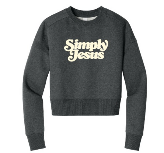 Simply Jesus (Puff Print) Women's Cropped Crew
